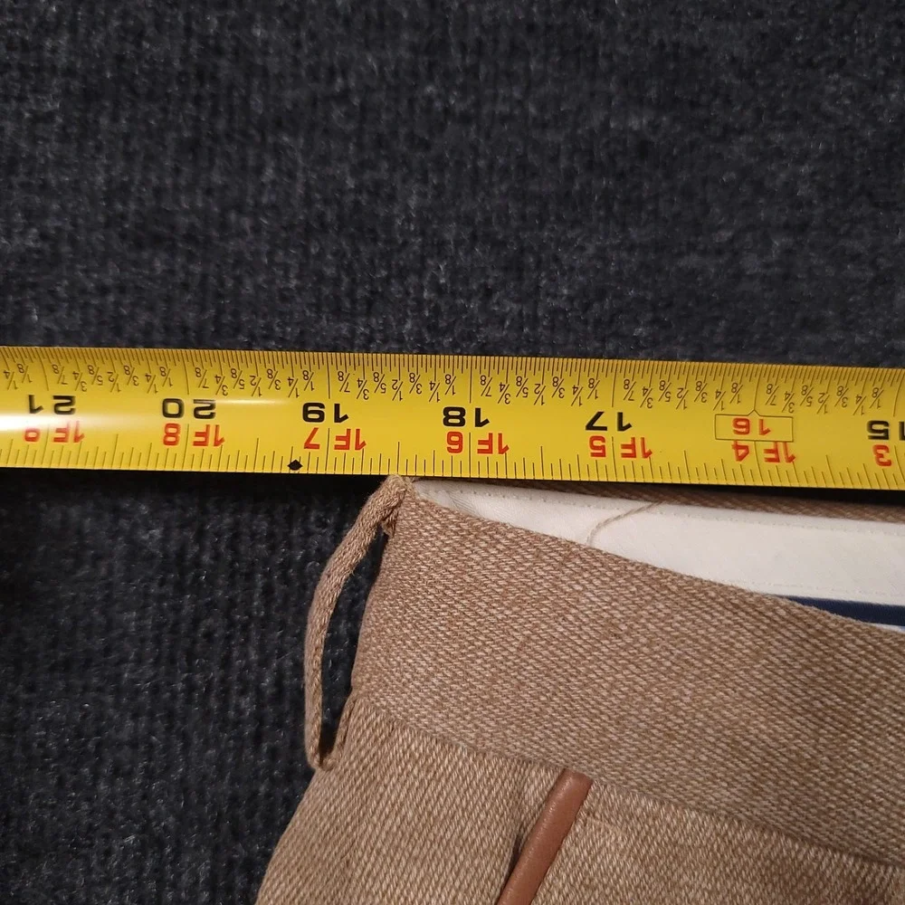 Polo Ralph‎ Lauren Dress Pants Men 38x32 Tan Cotton Twill Leather Trim Pockets